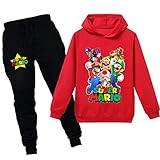 Super Mario Hoodie Cartoon Spiel Baby Mädchen Jungen Freizeit Kleidung Sets Kinder Sweatshirt Nachtwäsche Pyjamas Kleidung 2-12Y, Rot1, 7-8 J