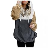 KIMODO Kapuzenjacke Doppelseitiger Fleece Einfarbig Sweatshirt Damen Hoodie Pullover Plüsch Kapuzenpullover Pulli Warme Herbst Winter Langarm Tops Reißverschluss Mantel Outwear (B-Grau, 4XL)