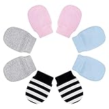 Baby Fäustling Handschuhe Sanft Einstellbar Anti Scratch Fausthandschuhe für 0-6 Monate Kleinkinder Jungen und Mädchen 4