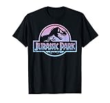 Jurassic Park Pink Blue Gradient Distressed Logo T-S