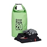 Relaxdays Ocean Pack, 20L, wasserdicht, Packsack, leichter Dry Bag, Trockentasche, Segeln, Ski, Snowboarden, grü