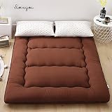 DNNAL Japanische Bodenmatratze Kinder, 4IN Verdicken Tatami Matte Isomatte Faltbare Aufrollmatratze,Kinderboden Liegebett Couches und Sofas,Braun,120X200CM