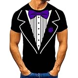 T-Shirt Männer Street Fashion Freizeitanzug Gefälschte Zweiteiler Rundhals Kurzarm (3XL,2Blau)