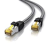 CSL - 5m Cat 7 Netzwerkkabel Gigabit Ethernet LAN Kabel - Baumwollmantel - 10000 Mbit S - Patchkabel - Cat.7 Rohkabel S FTP Pimf Schirmung mit RJ 45 Stecker - Switch Router M