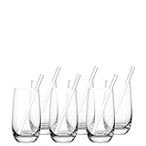 Leonardo - LIMITED EDITION - Glasbecher m. Glastrinkhalm im Geschnekkarton - 330ml - 12tlg