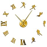 BBNNN American Football Spieler DIY Riesen Wanduhr Rugby Fans Sportzimmer Wanddekoration Modernes Design Große rahmenlose Uhr W