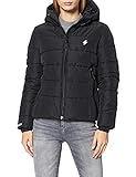 Superdry Womens Hooded Spirit Sports Puffer Jacket, Black, M