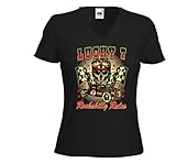 Hot Rod Damen T-Shirt Rockabilly Rules Vintage Biker Lucky 7 Bobber V8 Gr.L