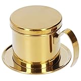 Kaffeemaschine Topf, Edelstahl vietnamesische Kaffeefiltermaschine Infuser abnehmbare Oxidationsbeständigkeit Einzelbecher Kaffeetropfenbrauer für Kaffee Milch Teeladen(Gold)