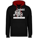 Shirtracer Landwirt Geschenk Bauer - Nur EIN Held geht aufs Feld - 3XL - Schwarz/Rot - JH003_Hoodie_Unisex - JH003 - Hoodie zweifarbig und Kapuzenpullover für Herren und D