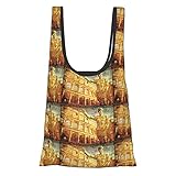 Wiederverwendbare Einkaufstaschen mit antiken Römern Zeichen Hintergrund mit Imperator Statue Conqueror Kolosseum Alte Europa Karte Strandtasche Küche Wiederverwendbare Lebensmitteltaschen Buch T