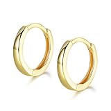 Shuxin Creolen Gold Ohrringe, 925 Sterling Silber Glänzend Creolen für Damen/Herren, Durchmesser 13mm Klein Schlafen Kreolen, Kommt in Schmuck Geschenk Box