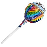 XXL-Lollipop Mega-Lutscher mit Fruchtgeschmack, sortierte Geschmacksrichtungen: Cola-, Erdbeer-, Orangen-, Zitronengeschmack (mit 11 Kaugummi-Lollies, Panda-Regenbogen-Design)