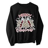 Sumeiwilly Damen Sport Freizeit Sweatshirt Weihnachtsdruck Plus Size Streetwear Casual Große Größe Langarmshirt Herbst und Winter Ob