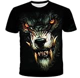 Kreativer Tierwolf Mit Weißen Zähnen 3D-Bedrucktes T-Shirt Neuheit Kurzarm-Top Unisex-Kleidung-M