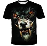 Kreativer Tierwolf Mit Weißen Zähnen 3D-Bedrucktes T-Shirt Neuheit Kurzarm-Top Unisex-Kleidung-M