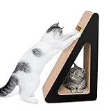 Aibuddy Kratzbrett für Katzen, Vertikale Katzen Kratzbrett mit Klingelball & Katzenminze [68 x 36 x 27 cm,Mehrere Kratzwinkel, Superior Karton & Bau]
