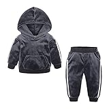 Warm Flanell Jogginganzug Kinder Kapuzenpullover mit Jogginghose Lang Samt Flauschig Hausanzug Unisex Mädchen Jungen Coral Fleece Herbst Winter Outdoor Sportanzug Hoodie Bekleidung Outfit S