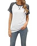 Avondii Damen Kurzarm Bluse Einfarbig Rundhals T-Shirt Casual Basic S