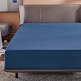 BEDSURE Spannbettlaken 140x200cm Boxspringbett Topper - Mikrofaser Bettlaken 140x200 cm blau für Matratze bis 30 cm hohe, weiches Spannbetttuch L