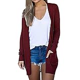 EMATOP Strickjacke Damen Cardigan Casual Langarm Mantel Herbst Winter Pullover übergangsjacke mit Taschen Outwear Sexy Elegant Sweatjacke Langarmshirt Flexibel Oberteil Farbverlauf Bluse Top