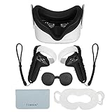 TOMSIN Touch Controller Grip Cover für Oculus Quest 2 mit Silikon Face Cover, Protective Lens Cover, Silicone Handle Strap Strap Einweg-Eye Cover Combo, Schweißproof Lightproof Zubehör (Schwarz)