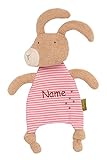 Sigikid Schnuffeltuch Hase mit Namen Bestickt, Schmusetuch Kuscheltier Serie Green personalisiert, Mädchen Geschenk-Idee zur Geburt, Taufe, Ostern Weihnachten / Kleinkinder S