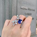 HCMA Damen Edelstein Ring Vintage 10 * 12 mm Paraiba Turmalin Smaragd Rubin Ungewöhnlicher Ring Party Cocktail Edlen Schmuck Geschenk