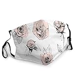 Roseet Realistischer Bleistift gezeichnete Blumen Mode Unisex Tuch Ma_sk waschbar und wiederverwendbar Gesichtsschutz Sturmhaube Stirnbänder für Erwachsene Outdoor Sp