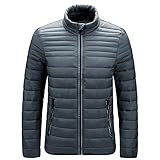 JELLYB Steppjacke Herren Modern Urban Dünnschliff Einfarbig Stehkragen Strickjacke Männer Übergangsjacke Herbst Winter Mit Reißverschluss Warm Langarm Herren Daunenjacke CP-Grey 3XL