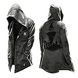 ZZENOR Vintage Kapuzenjacke Herren Halloween Kostüm Renaissance Mittelalter Männer Leicht Cardigan Jacke Cosplay Mantel Kordelzug Hoodie Umhang Karneval Party Kleidung