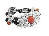 Beau Soleil Jewelry Armband Lederarmband mit Karneol Edelsteinen (Schwarz, 22)