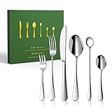 Bubulii Besteck Set, Spülmaschinenfest Besteckset für 6 Personen, 36 Teilig Cutlery Set Rostfrei inkl.tafelgabeln / Tafelmesser / Tafellöffel / Kaffeelöffel / Kuchengabeln / Latte Macchiato Lö