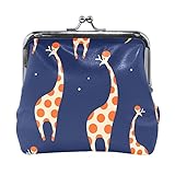 Leder Geldbörse Giraffe Schöne Tier Niedliche Geldbörse Mit Kuss Lock Verschluss Kuss Lock Geldbörse Für Frauen Für Frauen Mädchen 4,5x4,1 Z