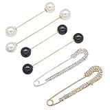 Perlen Broschen, 6 Stück Sicherheitsnadel Brosche Clips, Faux Kristall Perle Broschen, Clips Damen Brosche, Nadel Pullover Schal Clips, Für die Dekoration von Frauen- und Kinderkleidung