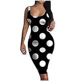 GANBADIE Women's Scoop Neck Sleeveless Midi Party Bodycon Dress Lady Strench Club Dress Party Mini D