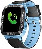 Bluetooth Smartwatch Touchscreen Armbanduhr mit Kamera/SIM Wasserdichtes Telefon Smart Watch Sport Fitness Tracker Mädchen Jungen Smart Uhren mit Kinder Handgelenk Kinder Geschenke (Schwarz Blau)