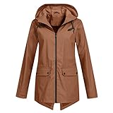 Lomelomme Winterjacke Damen Regenjacke Funktionsjacke Leichte Wasserdicht Atmungsaktiv Regenparka mit Kapuze Große Größen Sport Jacken Kapuzenpullover ÜBergangsjacke Langarm M