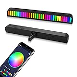 RGB Car Voice-Activated Aromatherapie-Pickup-Lampe,2 Pcs APP Control Creative Colorful Aromalampe Band Clamp, with 32 Bit Music Level Desktop LED Light for Car Parties Gaming Computer (Black)