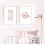 YANGMENGDAN Druck auf Leinwand Ballerina Poster Ballerina Kunst Rosa Ballettröckchen Ballettschuhe Leinwand Gemälde Bild Ballerina Schlafzimmer Dekor Ballerina Kinderzimmer Drucke-50x70cm Kein R