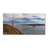 Tulup Glas-Bild 120x60cm - Wandbild Glas Wandkunst - Wandbild gehärtetem Sicherheitsglas - Dekorative Wand Küche Wohnzimmer - San Francisco Brück