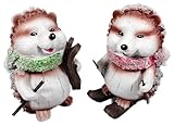 Trends & Trade 2er Set Ski Igel je 12 x 9 cm Skifahren Weihnachten Winter Figur Deko Weih Gode E26