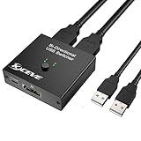 USB 2.0 Switch, Bidirektional USB Umschalter 2 in 1 Out / 1 in 2 Out,MLEEDA USB Switcher 2 PC Gemeinsame Tastatur, Maus, Scanner, Drucker, mit 2 USB Kab