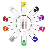 10 Stück 1GB USB Stick ,Fesaymi 2.0 USB-Flash-Laufwerk Mehrfarbig Speicherstick 360 ° Drehun Hi-Speed Memory Stick Mit Schlüsselband (1GB, 10PCS)