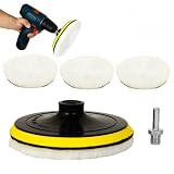 NA 4er Set Lammfell pad, Lammwollhaube, Lammfell, 4 Zoll Polieren polierscheibe Polierset Set Wolle Pad Lammwolle 4 Inch Klett Pad Polierscheib