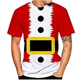 Weihnachten Herren T-Shirt Geschenke Männer WeihnachtsShirt Sankt Pullover Weihnachtsmann Cosplay Kostüm Streetwear GötterGeschenk Herren Rundhals-T-Shirt mit kurzen Ä