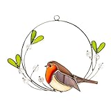 Mehrfarbige Vögel auf einem Draht Hochglasfensterscheibe, Bird Series Ornaments Anhänger Wohnkultur, Geschenke für Vogelliebhaber (1PC)