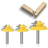 APlus 3tlg. 8mm Verleimfräser Gehrung Verleimfräser Oberfräse 45 Grad Lock Miter Router Bit Holzbearbeitung Fräser Schneidwerkzeug für Graviermaschine T