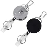 Einziehbarer Schlüsselanhänger,2Pack ARTAKA Jojo Hartplastik Schlüsselring mit Ausweishalter Clip,Schwarzer Schlüsselkette für ID Badge Holder,Kartenhalter Schlüsselbund,Schlüsselkarten Ausweis Hü