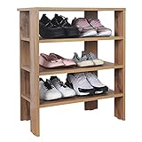 RICOO Schuh-Regal (WM039-EW) 70 x 60 x 32 cm Holz-Regal Braun Eiche Wotan Stand-Regal Schuh-Schrank Bücher-Regal Organizer Bücher-Schrank Wohn-Z